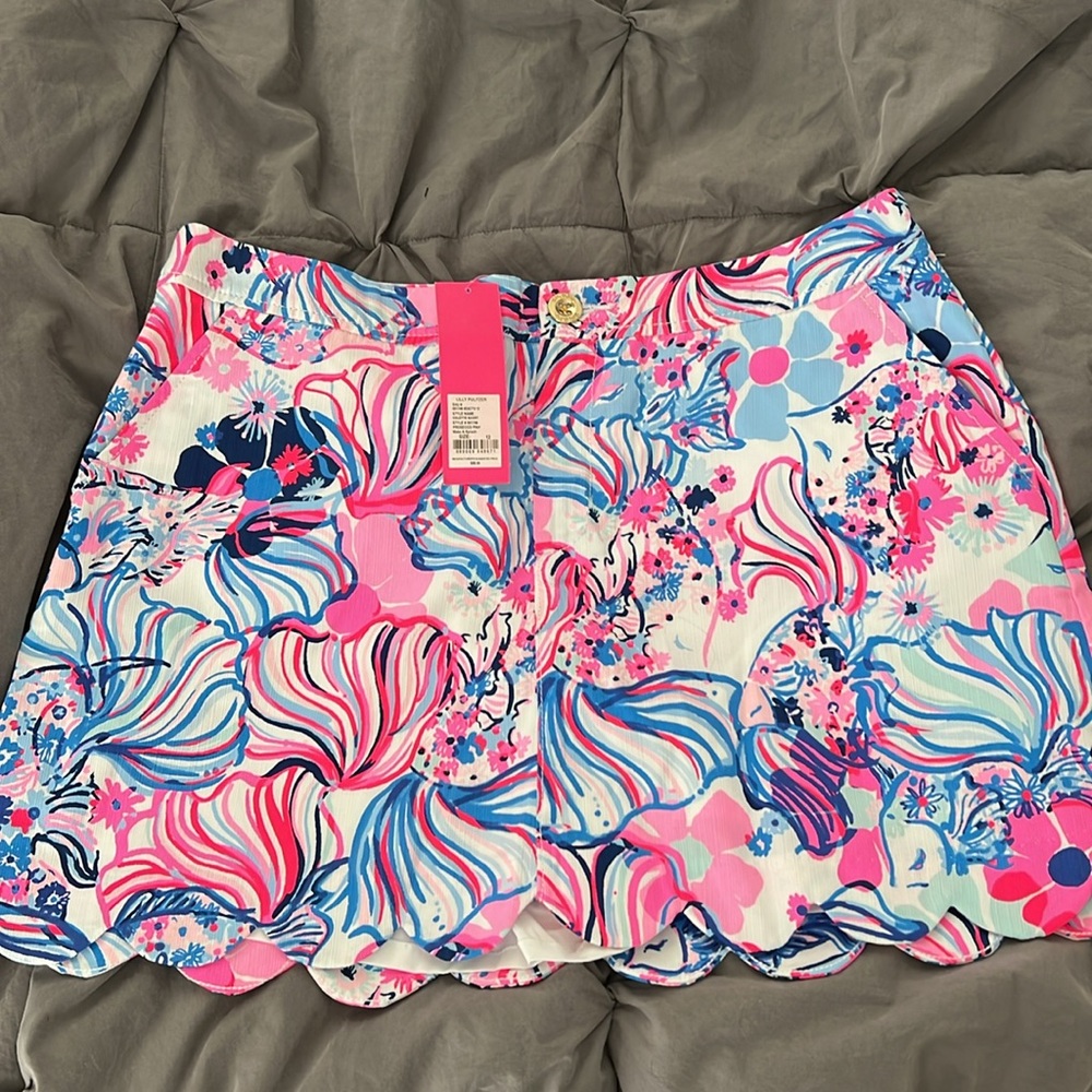 LILLY PULITZER Colette Skort Skirt Prosecco Pink Make Splash Scalloped EUC Sz 12